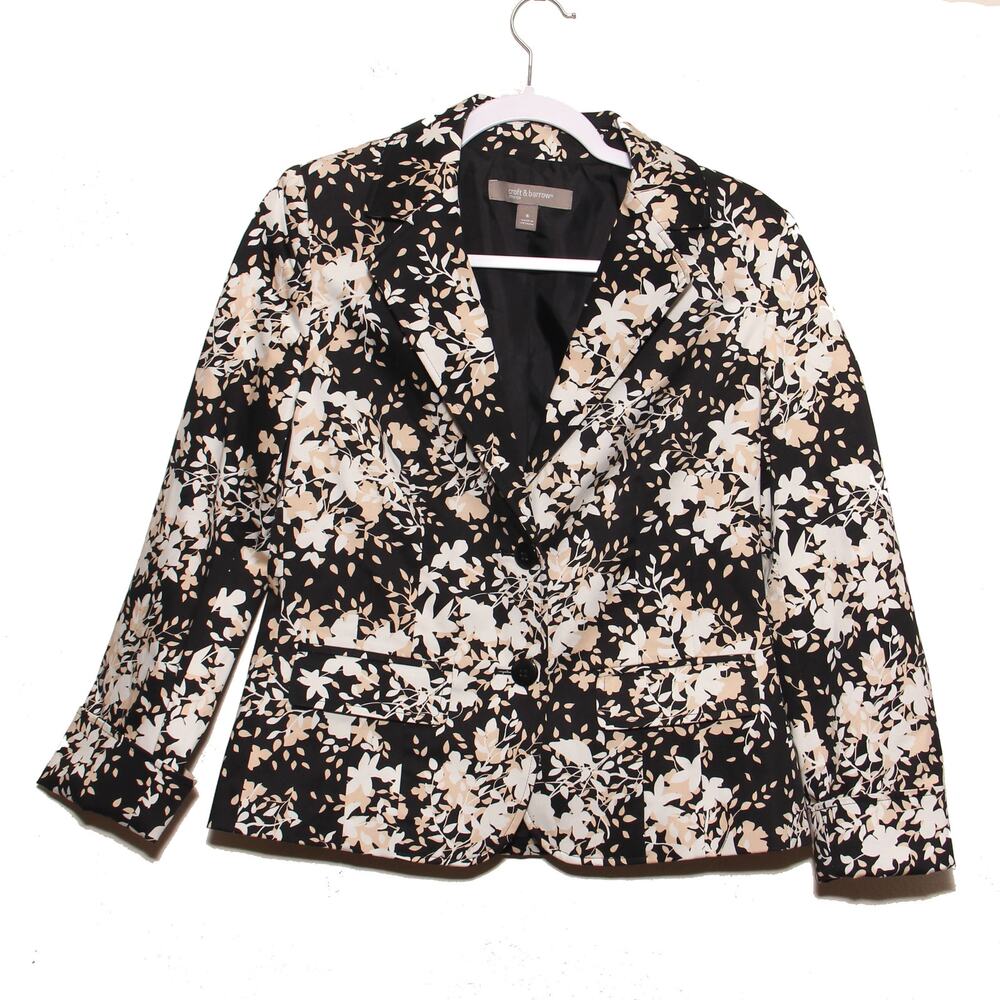 Croft & Barrow Floral Blazer Jacket Size 6  Lined Cotton Blend